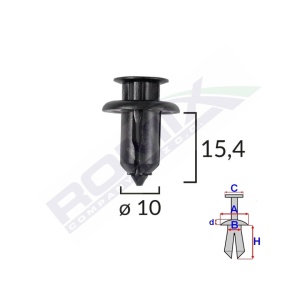 CLIPS FIXARE PENTRU HONDA/MAZDA 10X15.4MM - NEGRU SET 10 BUC - Img 2