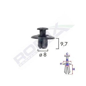 CLIPS FIXARE PENTRU MAZDA/TOYOTA 8X9.7MM - NEGRU SET 10 BUC - Img 2