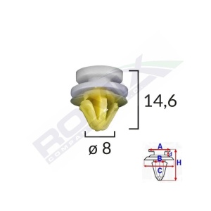 CLIPS TAPITERIE PENTRU LAND ROVER OPEL RENAULT 8X14.6MM - ALB SET 10 BUC - Img 2
