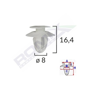 CLIPS TAPITERIE PENTRU MERCEDES 8X16.4MM - ALB SET 10 BUC - Img 2