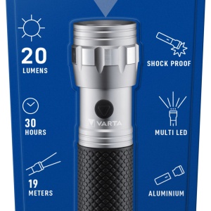 Lanterna LED Varta Brite Essential F10, 20 lm, 3xAAA, Aluminiu/cauciuc