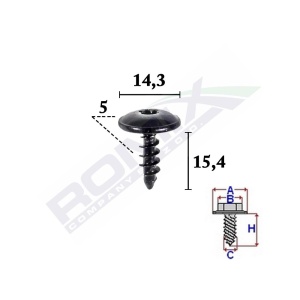 SURUB FIXARE PENTRU AUDI,VW, SKODA5X15.4MM SET 10 BUC - Img 2