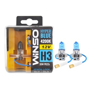 Bec Halogen Winso Hyper Blue +20% H3 - 12V, 55W PK22s ● 4200K ● Set 2 buc