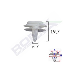 CLIPS FIXARE ELEMENTE EXTERIOARE PENTRU RENAULT 7X19.7MM - ALB SET 10 BUC - Img 2