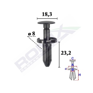 CLIPS FIXARE ELEMENTE EXTERIOR PENTRU FIAT, JEEP, CHRYSLER, DODGE 8X23.2MM NEGRU - SET 10 BUC - Img 2