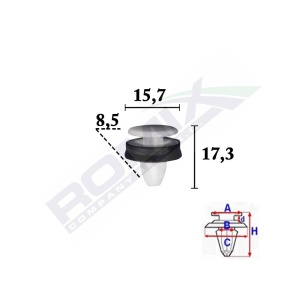 CLIPS FIXARE ELEMENTE EXTERIOR PENTRU FORD TRANSIT 2014 -8.5X17.3MM ALB - SET 10 BUC - Img 2
