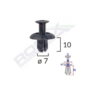 CLIPS FIXARE HONDA/MITSUBISHI 7X10MM - NEGRU SET 10 BUC - Img 2