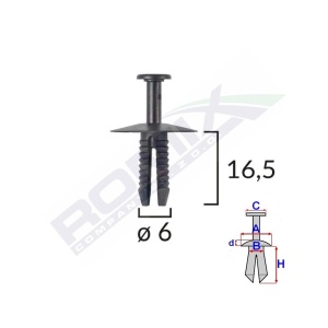 CLIPS FIXARE PENTRU BMW/MINI/OPEL 6X16.5MM - NEGRU SET 10 BUC - Img 2