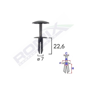 CLIPS FIXARE PENTRU FORD 7X22.6 - NEGRU SET 10 BUC - Img 2