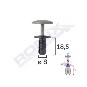 CLIPS FIXARE PENTRU FORD - 8X18.5MM - NEGRU SET 10 BUC - Img 2