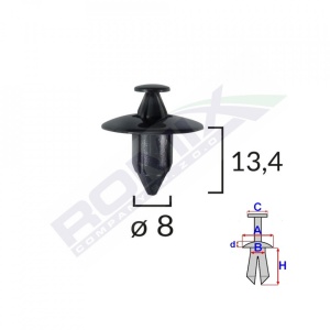 CLIPS FIXARE PENTRU HONDA/SUZUKI/VOLVO 8X13.4MM - NEGRU SET 10 BUC - Img 2
