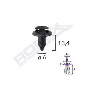 CLIPS FIXARE PENTRU LEXUS/SUZUKI/TOYOTA/HONDA/YAMAHA 6X13.4MM - NEGRU SET 10 BUC - Img 2
