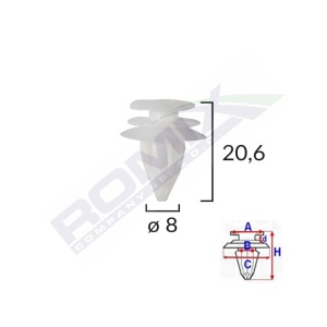 CLIPS TAPITERIE PENTRU BMW 8X20.6MM - ALB SET 10 BUC - Img 2