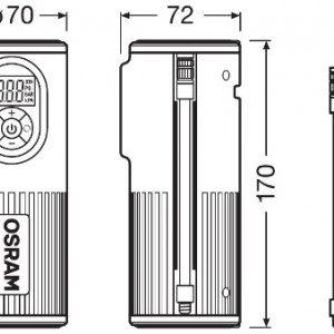 COMPRESOR AUTO CU ACUMULATOR 5200 mAh SI AFISAJ DIGITAL TYREINFLATE 2000 OSRAM - Img 2