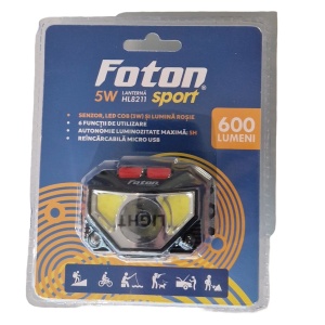 Lanterna frontala reincarcabila cu senzor Foton Sport HL8211 5W+3W+Rosu 600 lumeni