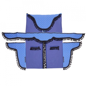 SET PERDELE CABINA CAMION. UNIVERSALE. VELUR. ALBASTRU-NEGRU