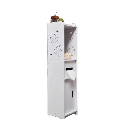 Dulap de baie, cu 3 compartimente, vertical, dimensiuni 80x20x24 cm, din MDF, alb