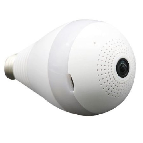 Camera supraveghere panoramica IP wireless bulb 360 grade Fisheye 1080p cu sd card, audio, microfon si alarma