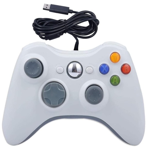 Joystick Controller FOXMAG24®, cu fir, pentru Xbox 360 , PC , Laptop, Alb