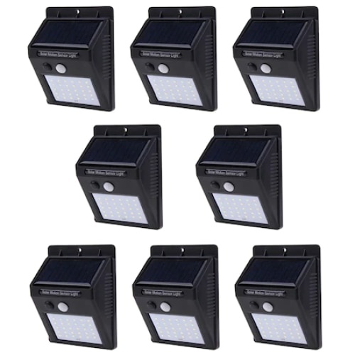 Set 8 lampi solare, FOXMAG24, 30 de LED, senzor de miscare, 0.55W
