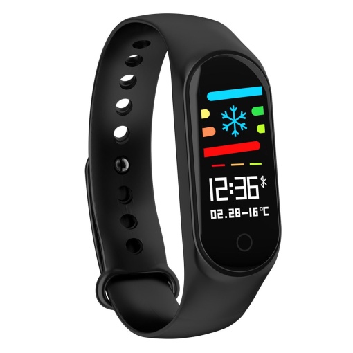 Bratara fitness TechONE™ M3, color, IP 65, multi sport, puls, tensiune, notificari, negru