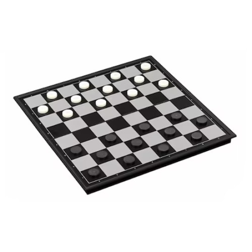Joc FOXMAG24, 3 in 1, table, dame, sah, magnetic, dimensiune 24 cm, alb/negru