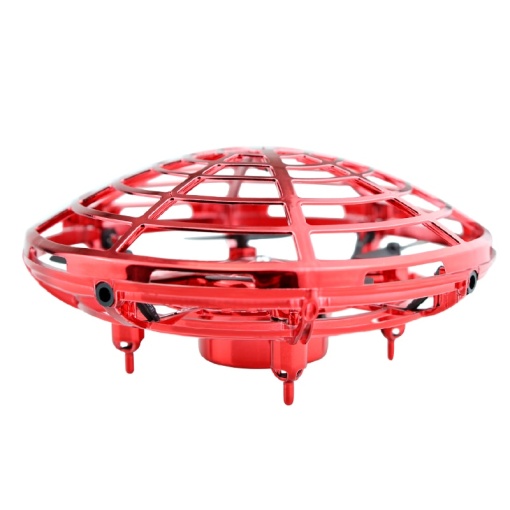 Mini drona OZN disc zburator interactiv, 3 senzori infrarosu, lumina LED, rosu