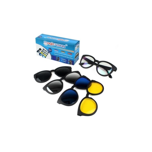 Ochelari de soare 3-in-1 cu lentile interschimbabile Magic Vision, FOXMAG24®, Negru