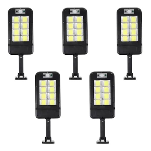 Set 5 lampi solare FOXMAG24, cu telecomanda, 160 LED-uri, corp de iluminat exterior, cu incarcare solara, senzor de miscare si lumina