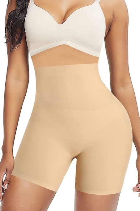 Colanti modelatori cu efect de subtiere, din material textil comod, cu benzi de sustinere antialunecare, marime XL, nude