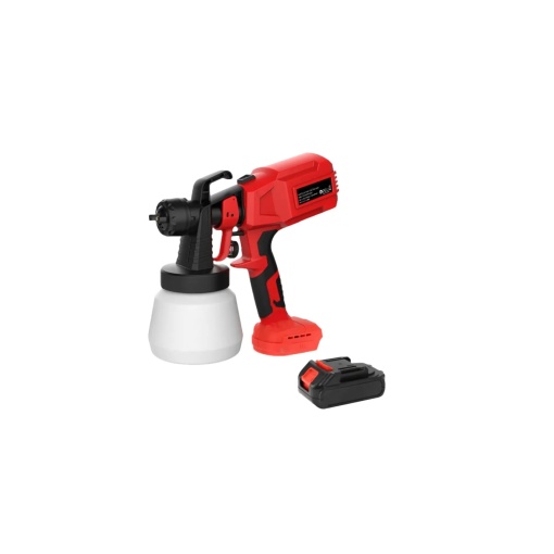 Pistol de vopsit, cu rezervor de 800 ml, cu acumulator inclus, duza reglabila, cu piese detasabile pentru o curatare usoara, rosu