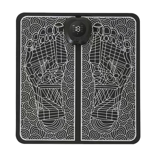Aparat masaj picioare, cu vibratii, tip covoras, incarcare USB, ecran LED, alb/negru
