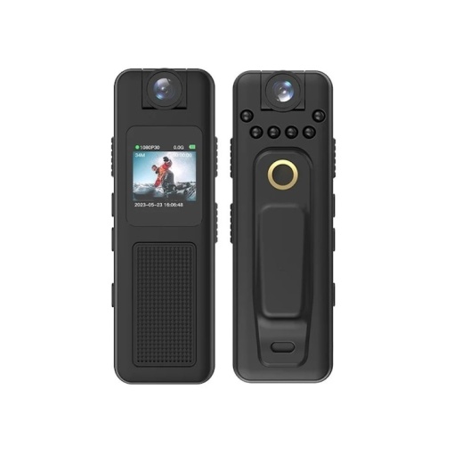 Camera de corp cu inregistrare audio si video, detectare miscare, vedere nocturna, functie de reportofon, baterie reincarcabila, autonomie 4h, USB Tip C, ecarn LCD, negru