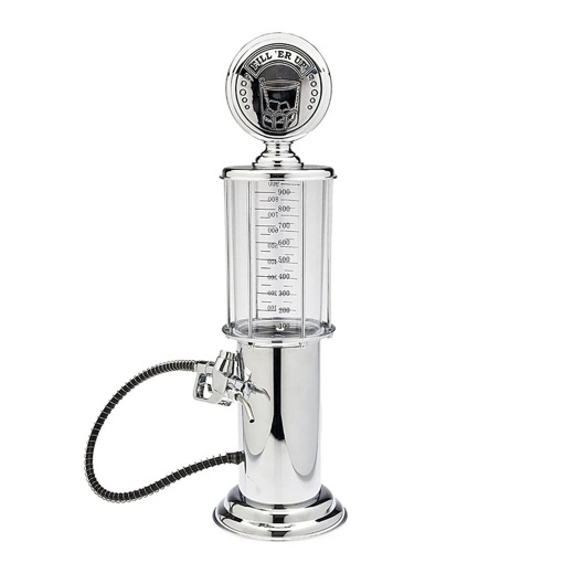 Dozator FOXMAG24 pentru bauturi alcoolice, capacitate 0,8L, cu 2 furtunuri, baza din aluminiu, argintiu