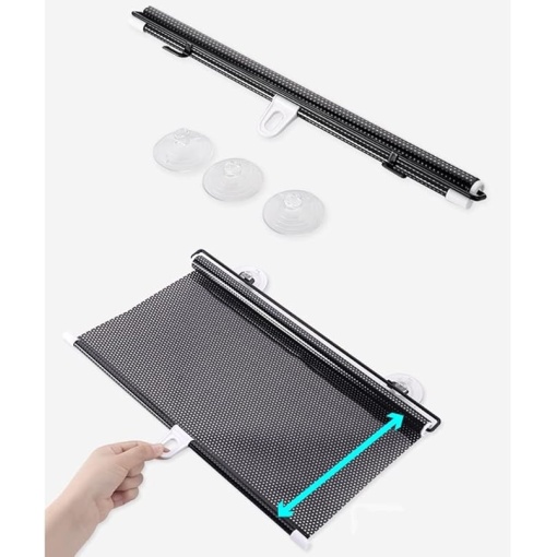Parasolar Auto Retractabil Universal Tip Rulou, Pliabil, cu Protectie UV, pentru Parbriz sau Geam Lateral, Compatibil cu Majoritatea Masinilor 68 x 125cm