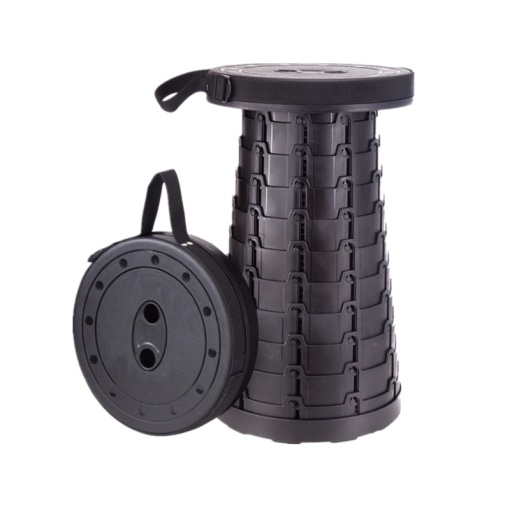 Scaun rotund telescopic, MAKS, extensibil, retractabil, pliant, portabil, pentru outdoor, camping, pescuit, negru