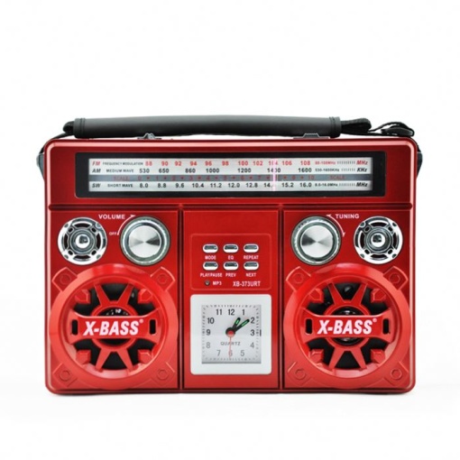 Radio portabil, Bluetooth, AM/FM, conectivitate USB, Retro, card de memorie, rosu