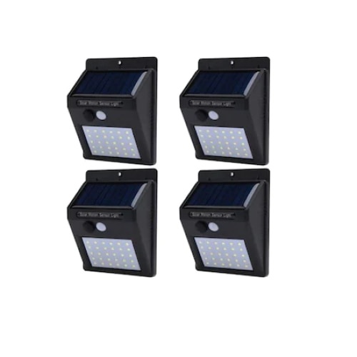 Set 4 lampi solare, FOXMAG24, 30 de LED, senzor de miscare, 0.55W