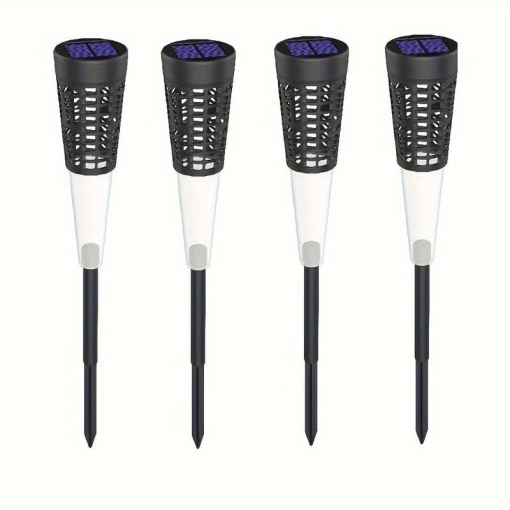 Set 6 lampi solare decorative, pentru gradina, cu fixare tip tarus, lumina calda, pornire/oprire automata, rezistente la apa, din ABS, negru