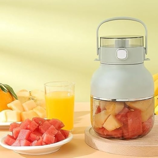 Blender portabil, reîncarcabil USB, cu 4 lame, pentru shake-uri și smoothie-uri, cu capac suplimentar, verde
