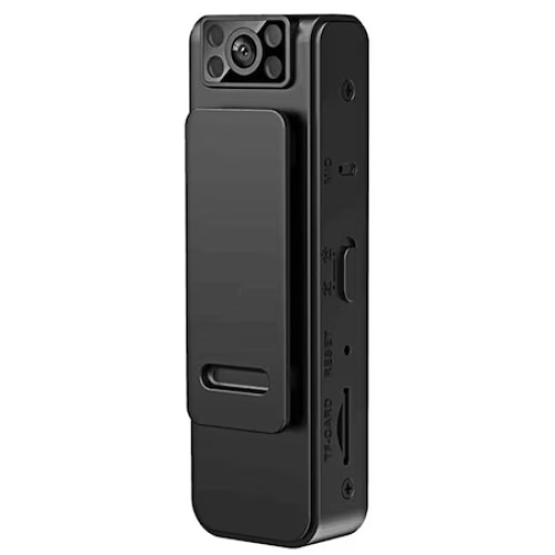 Camera video pentru corp, baterie reincarcabila, camera cu rotire la 90°, functie de inregistrare sunet, negru