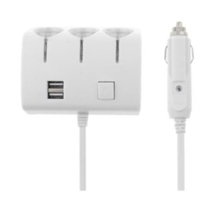 Adaptor pentru masina FOXMAG24, 3 prize si 2 porturi USB, 12/24V, alb - Img 3