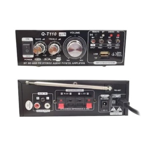 Amplificator bass, tip statie, profesional, cu bluetooth, putere 10W, numar canale 2, cu telecomanda, negru - Img 3