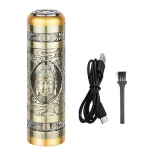Aparat de ras, FOXMAG24, de dimensiuni reduse, portabil, cu lame oscilante, incaracare USB, auriu - Img 1