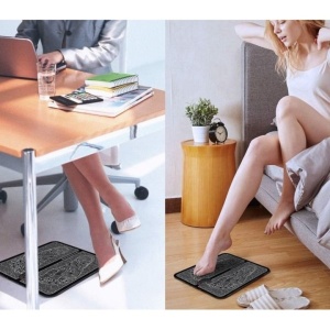 Aparat masaj picioare, cu vibratii, tip covoras, incarcare USB, ecran LED, alb/negru - Img 4