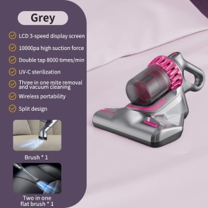 Aspirator 4-in-1, capacitate colectare 260ml, putere 100W, fara fir, cu aspiratie mare, filtru HEPA, gri/mov - Img 3