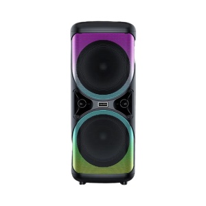 Boxa portabila cu lumini RGB, apel video, functie de telefon, lumina intermitenta LED, karaoke, acumulator, negru - Img 1