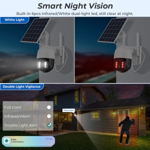 Camera de supraveghere, cu panou solar, conexiune 4G, vedere nocturna, senzor de miscare, acumulatori inclusi, dispune si de cititor de card, alb - Img 4