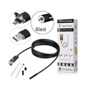 Camera endoscopica de inspectie, 2 in 1, pentru Android, PC, Micro USB, Camera HD, cu 6 LED-uri de iluminare, lungime 5M, negru - Img 2