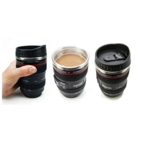 Cana termos FOXMAG24 neagra in forma de obiectiv, produs multifunctional, 400 ml - Img 2